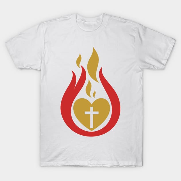 Christian illustration. Burning Christian heart. T-Shirt by Reformer